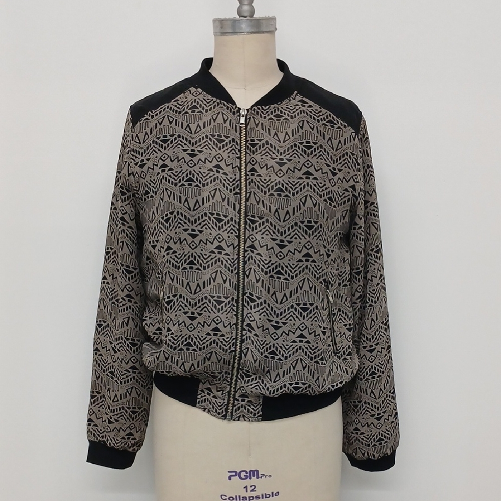 Mind Code 80's Geometric Style Bomber Jacket Size L